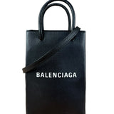 Balenciaga Black Mini Shopping Tote Phone Holder