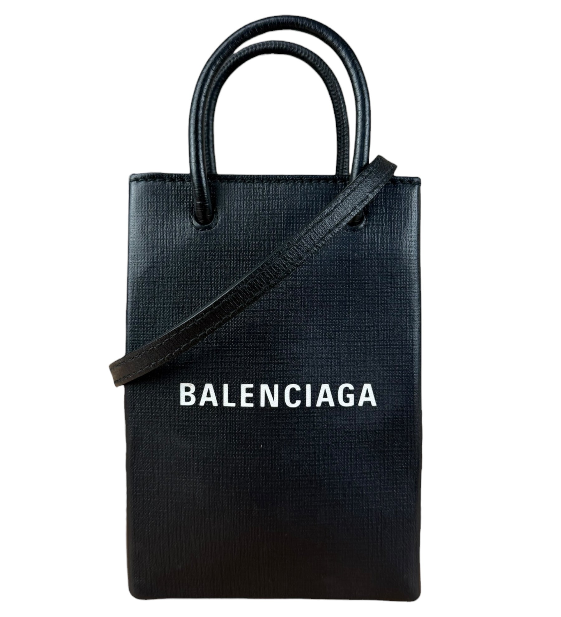 Balenciaga Black Mini Shopping Tote Phone Holder