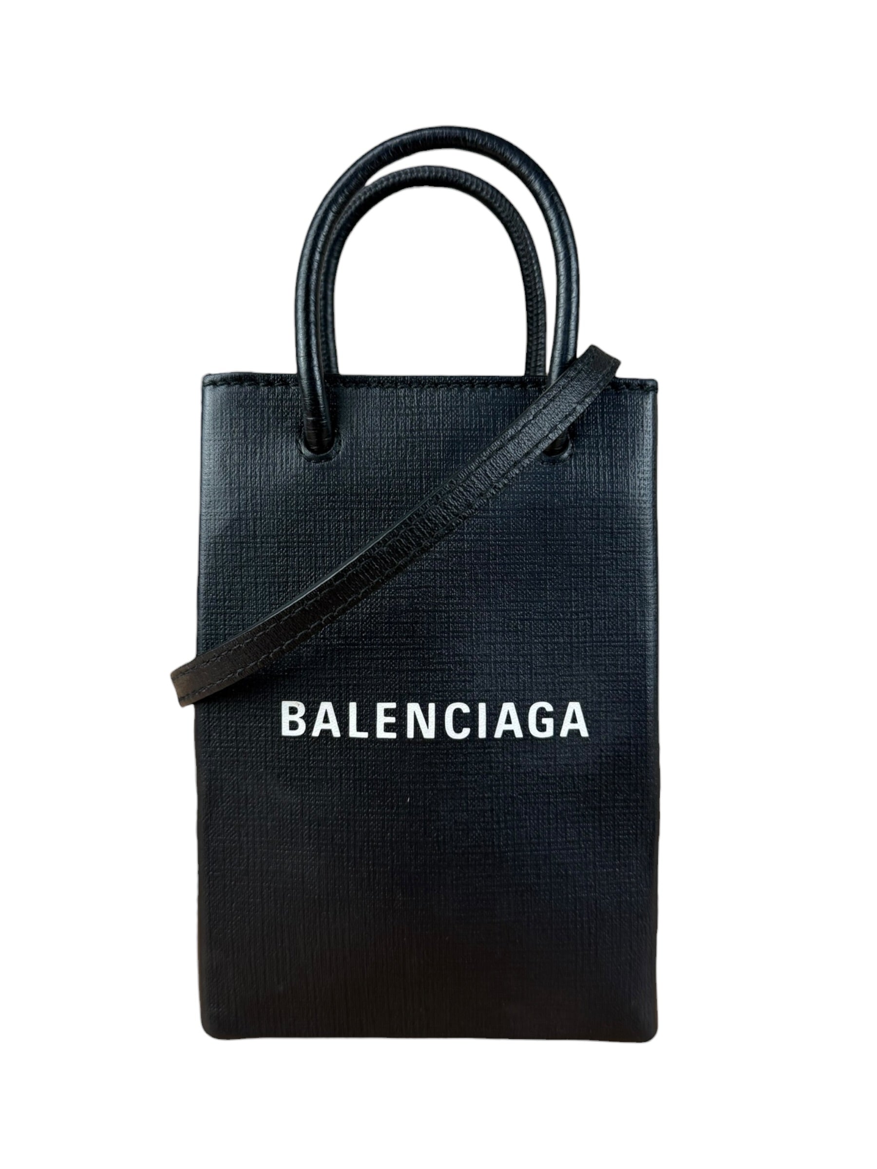 Balenciaga Black Mini Shopping Tote Phone Holder