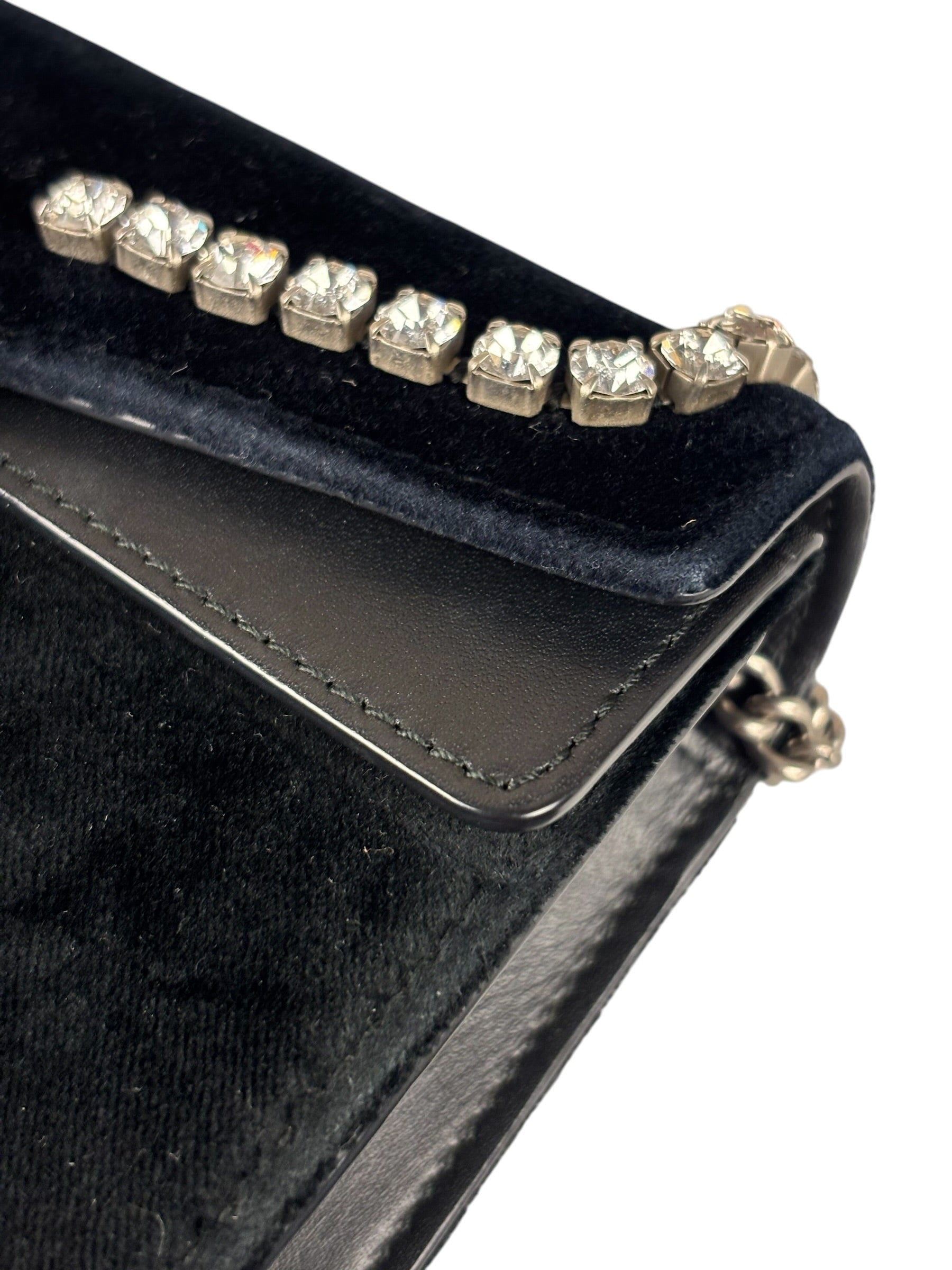 Gucci Mini Velvet Black Rhinestone Dionysus Crossbody