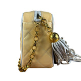 Chanel CC Patent Quilted Yellow Camera Bag 1991