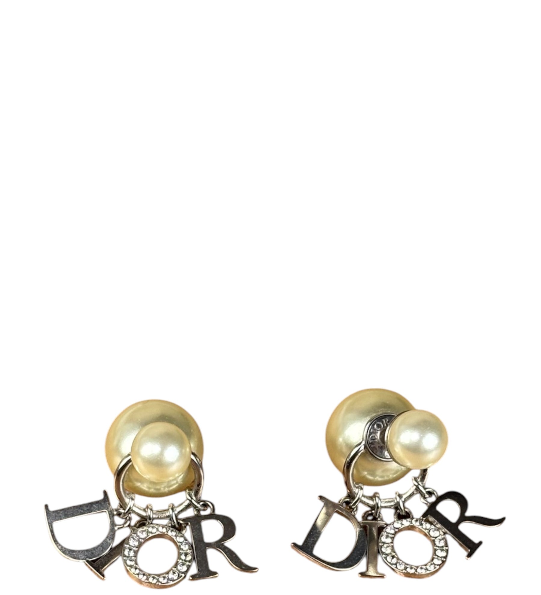 Christian Dior Pearl Spell-Out Earrings