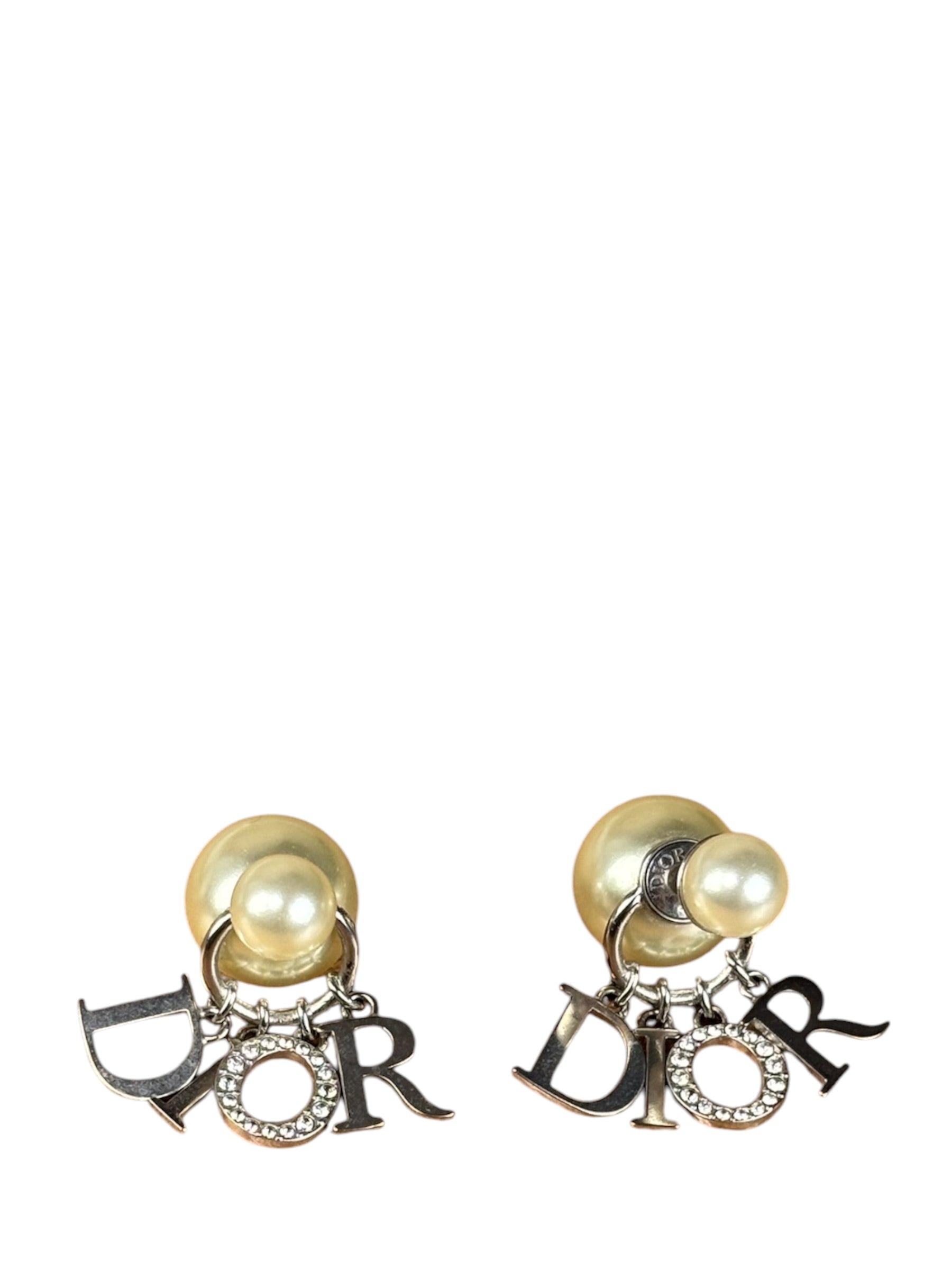 Christian Dior Pearl Spell-Out Earrings