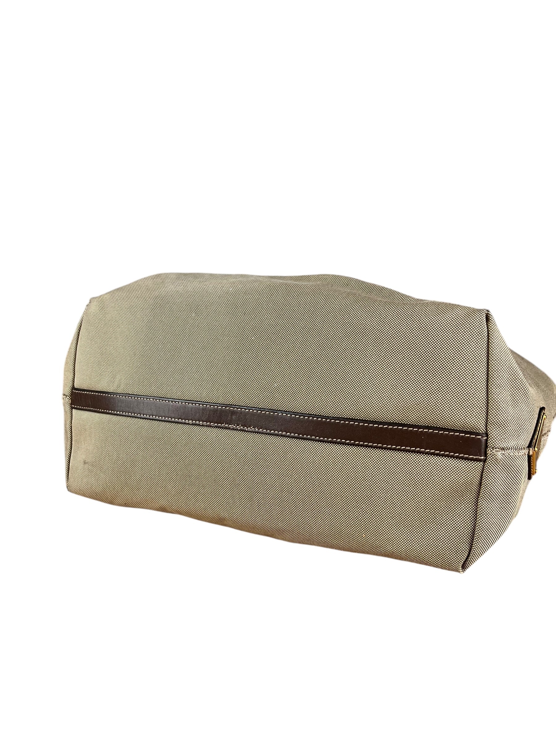 Prada Vintage Jacquard Logo Tote Brown