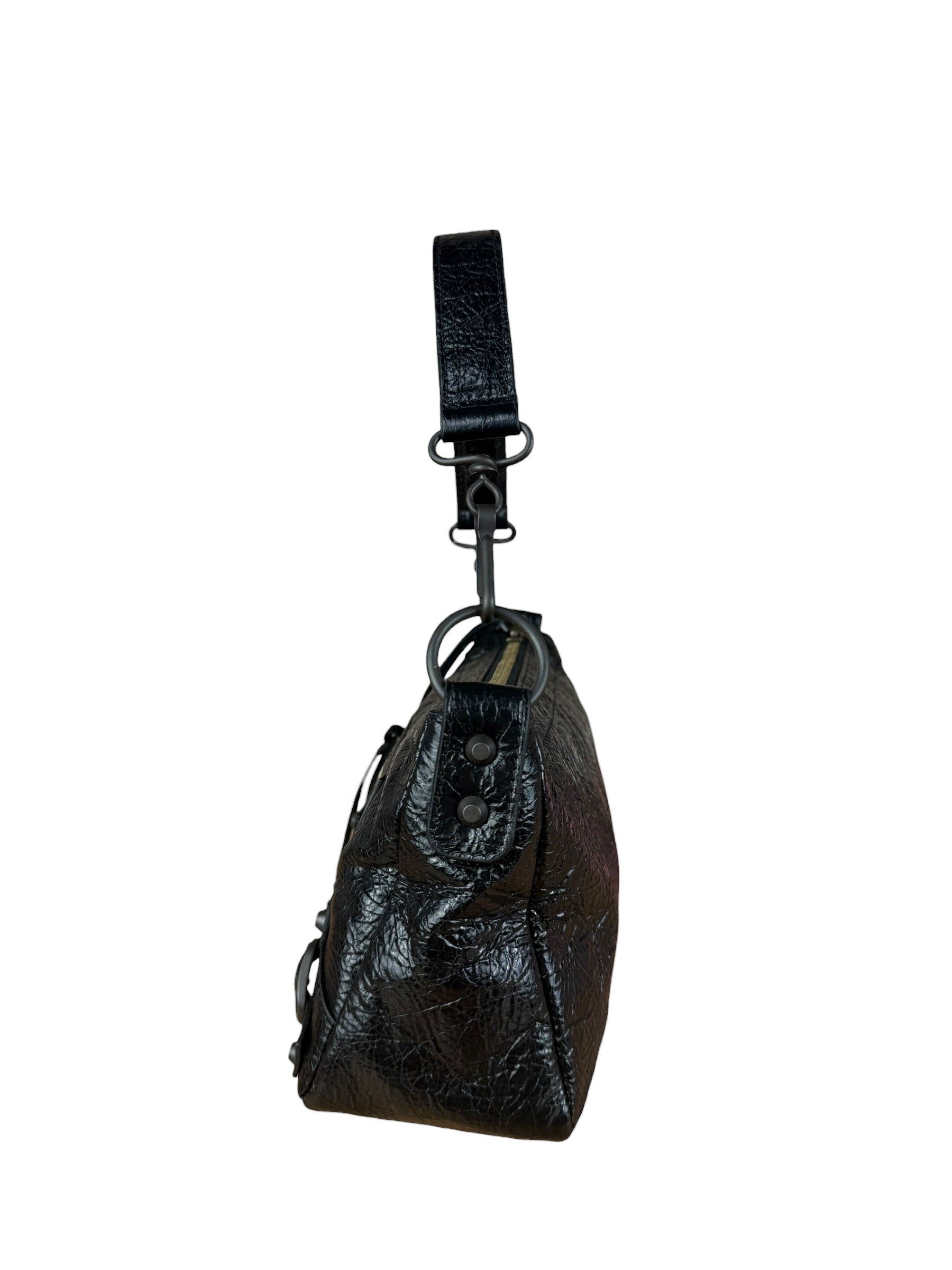 Balenciaga Le City Moto Black Leather Shoulder Pochette