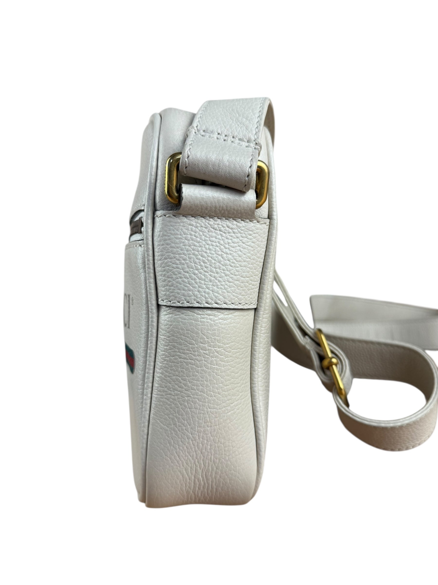Gucci White Grained Sherry Leather Crossbody