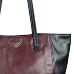 Prada Black/Burgundy Leather Shoulder Tote