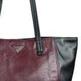 Prada Black/Burgundy Leather Shoulder Tote