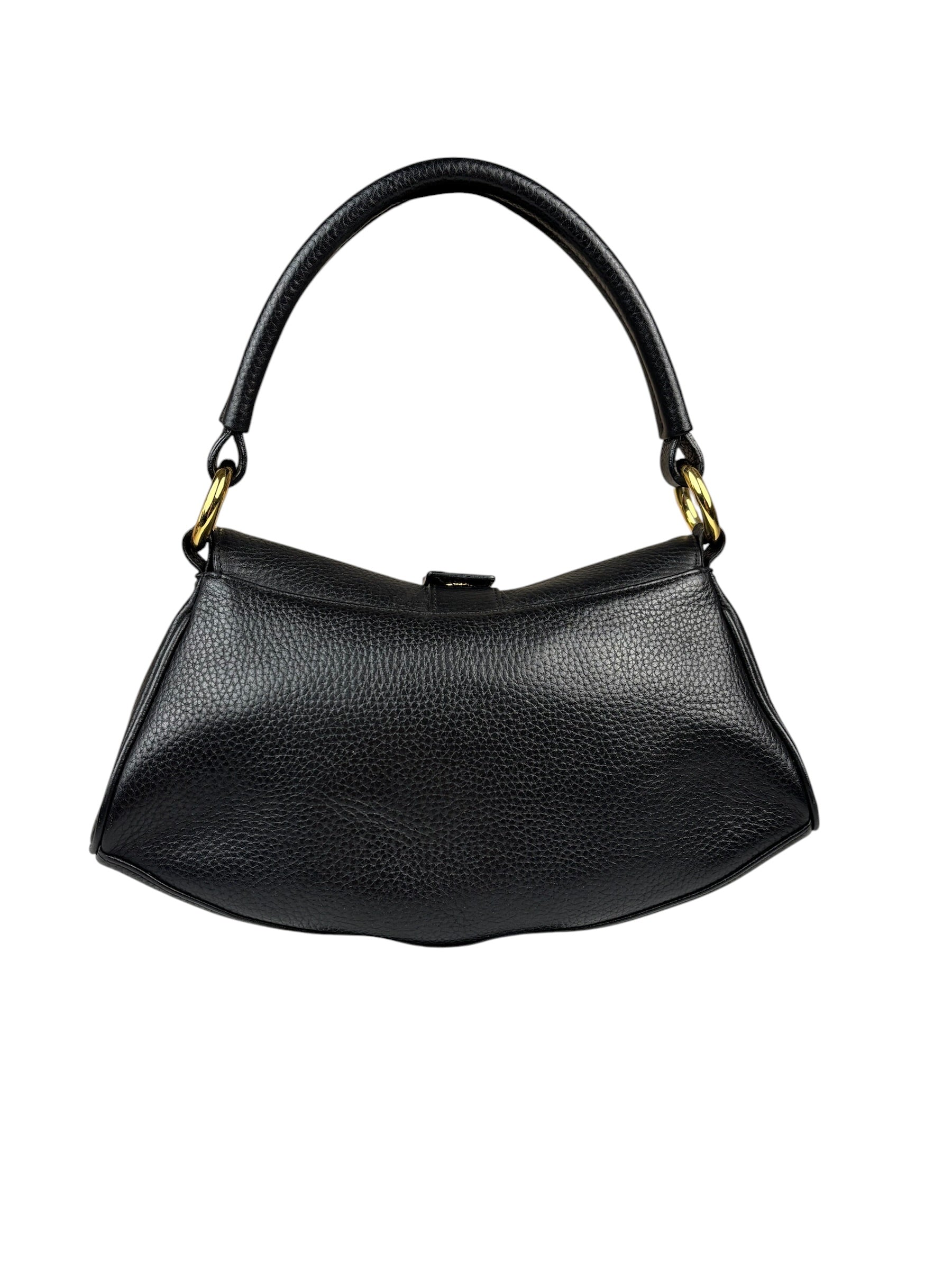 MCM Black Pebbled Leather Baugette