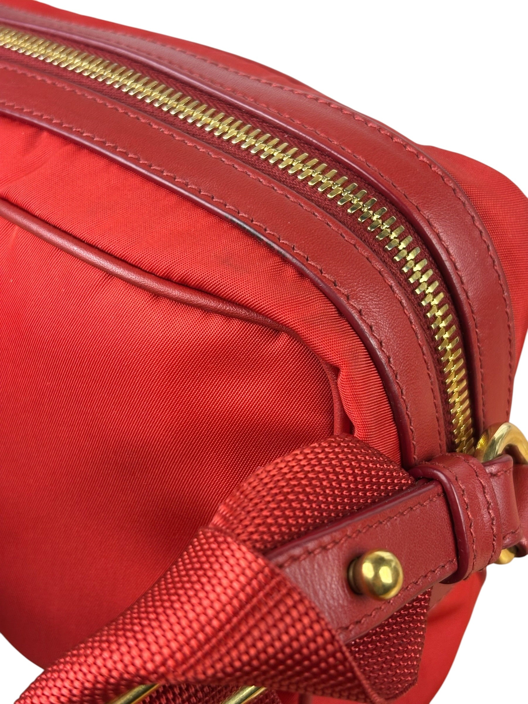 Prada Red Nylon Camera Crossbody Bag