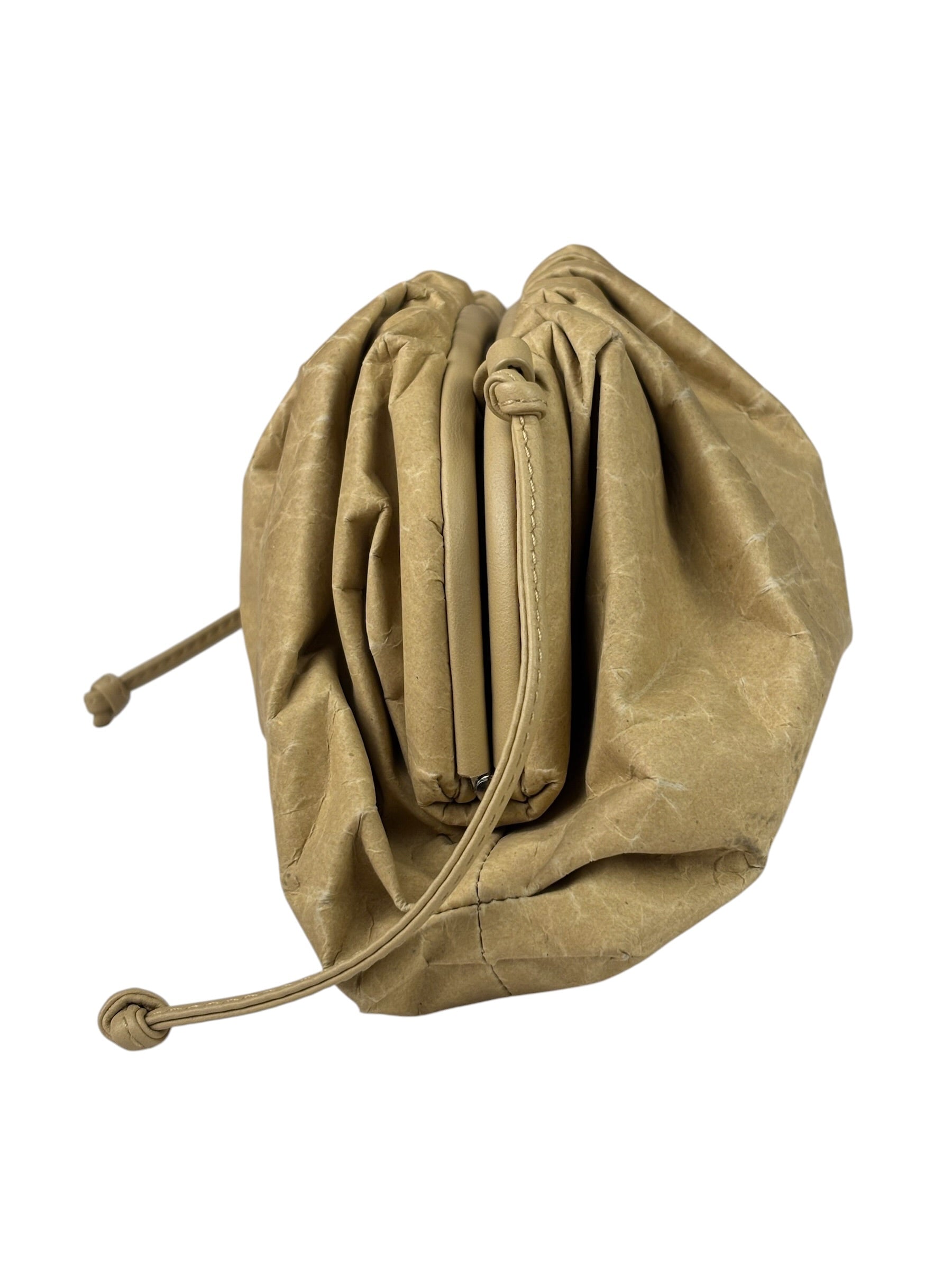 Bottega Veneta Beige Leather Kraft Paper Mini Pouch