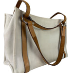 Hermes Beige/Brown Leather Trim Cabalicol Tote