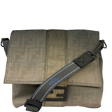Fendi Vintage Grey Nylon Mamma Baguette Messenger Bag