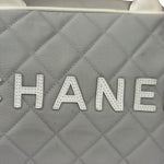 Chanel Grey Quilted Leather Trim Bowling Bag 2000