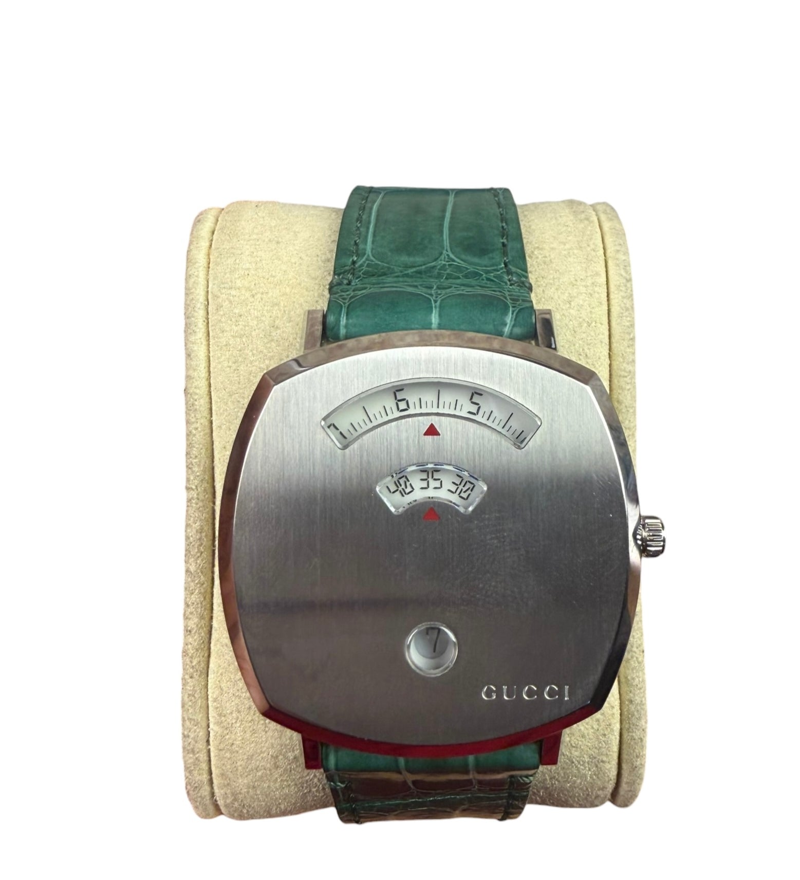 Gucci 157.3 Grip Green Croc Strap