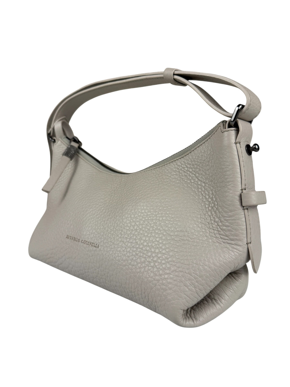 Brunello Cucinelli Ivory Grained Leather Shoulder Bag