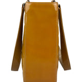 Chanel Vintage Yellow Leather Chocolate Bar Patent Tote Bag 2002