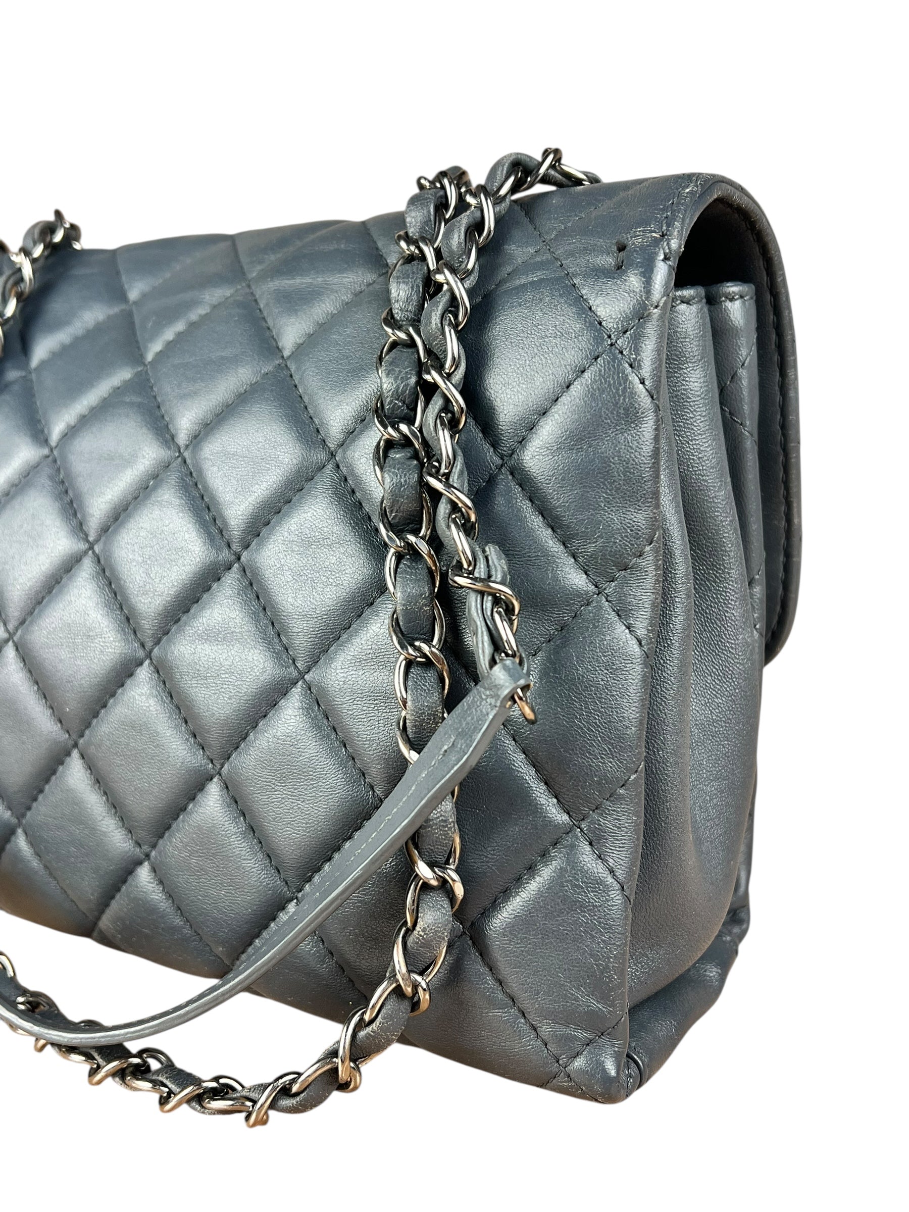 Chanel Dark Grey Quilted Leather Loop Flap Bag 2014
