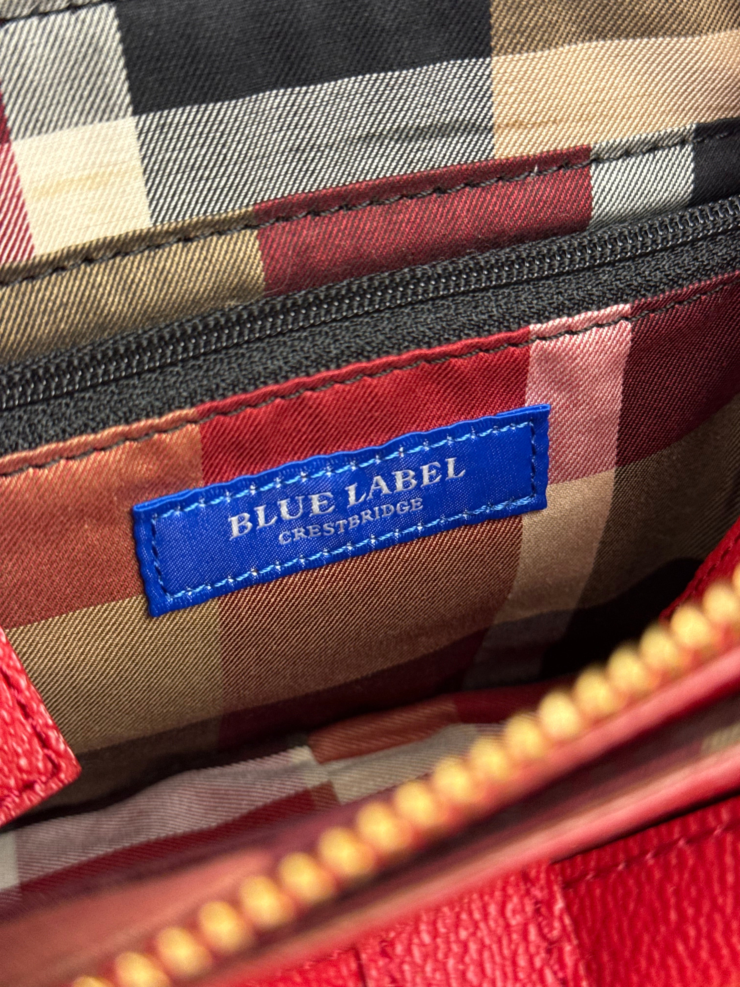 Blue Label Crestbridge Red Pebbled Leather Two-Way Bag
