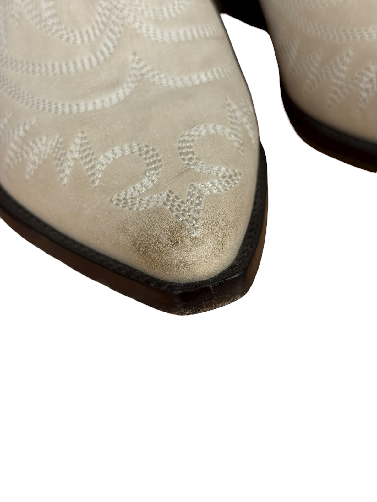 Isabel Marant White Distress Leather Western Boots