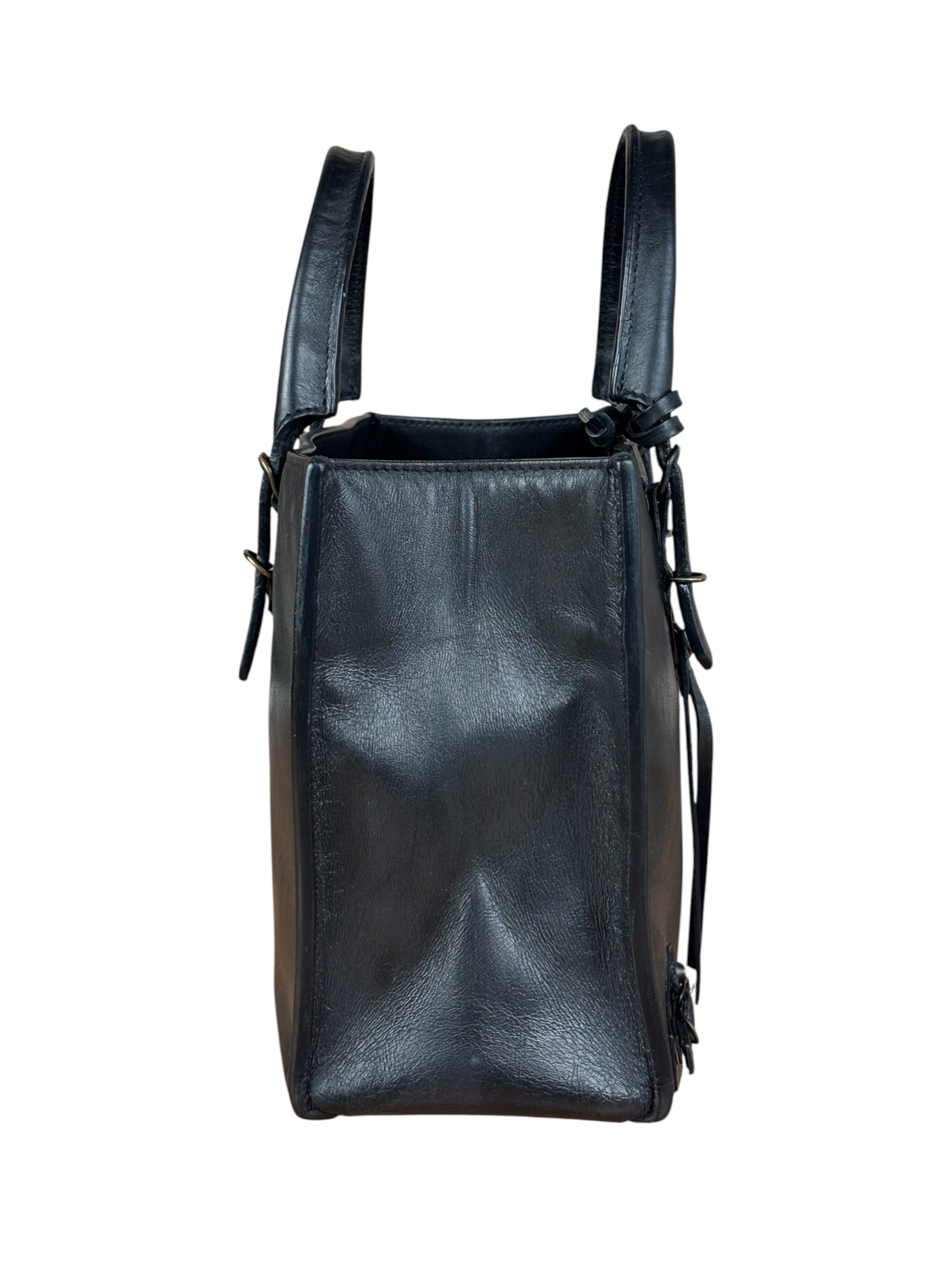 Balenciaga Black Leather Papier A4 Tote Bag