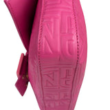 Fendi Pink Leather Logo Embossed Baguette