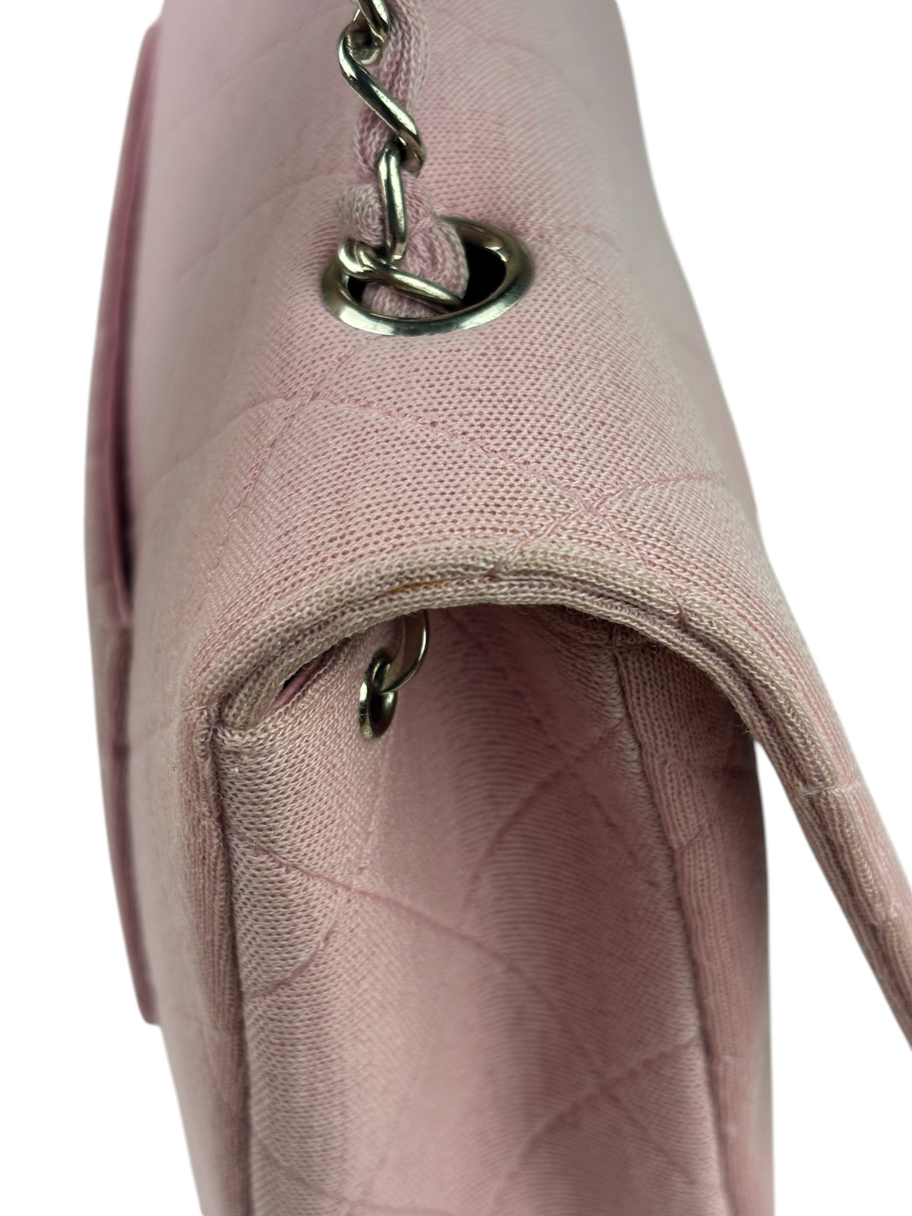 Chanel Pink Quilted Jersey Classic Flap Bag 1997