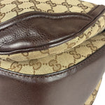 Gucci Brown Leather Trim GG Bamboo Handle Two-Way Bag