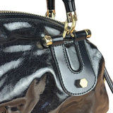 Gucci Black Patent Vintage Dialux Pop Bamboo 2Way Handbag