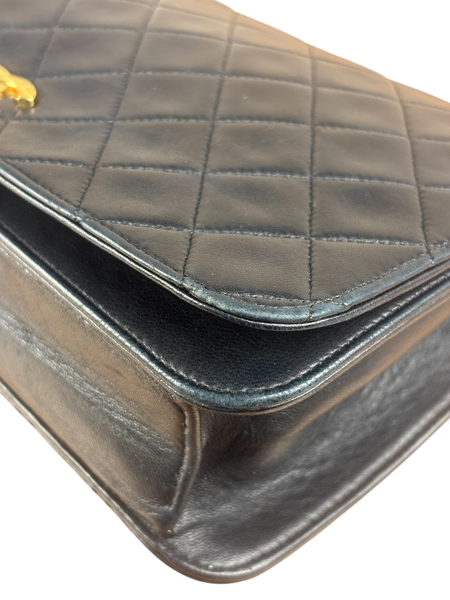 Chanel Black CC Quilted Leather Chain Flap Bag 90s