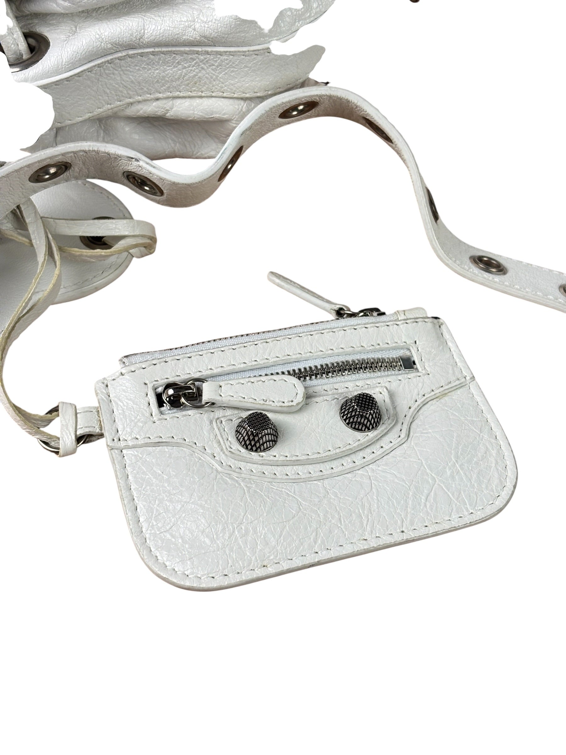 Balenciaga White Leather Le Cagole Bucket Shoulder Bag