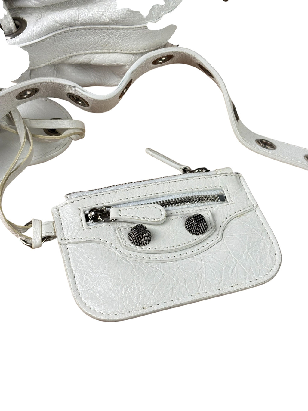 Balenciaga White Leather Le Cagole Bucket Shoulder Bag
