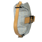 Fendi Leather Light Blue Trim Zucca Baguette