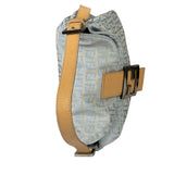 Fendi Leather Light Blue Trim Zucca Baguette