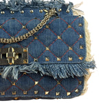 Valentino Garavani Denim Rockstud Spike Shoulder Bag