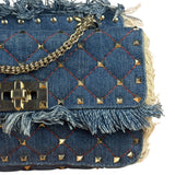 Valentino Garavani Denim Rockstud Spike Shoulder Bag