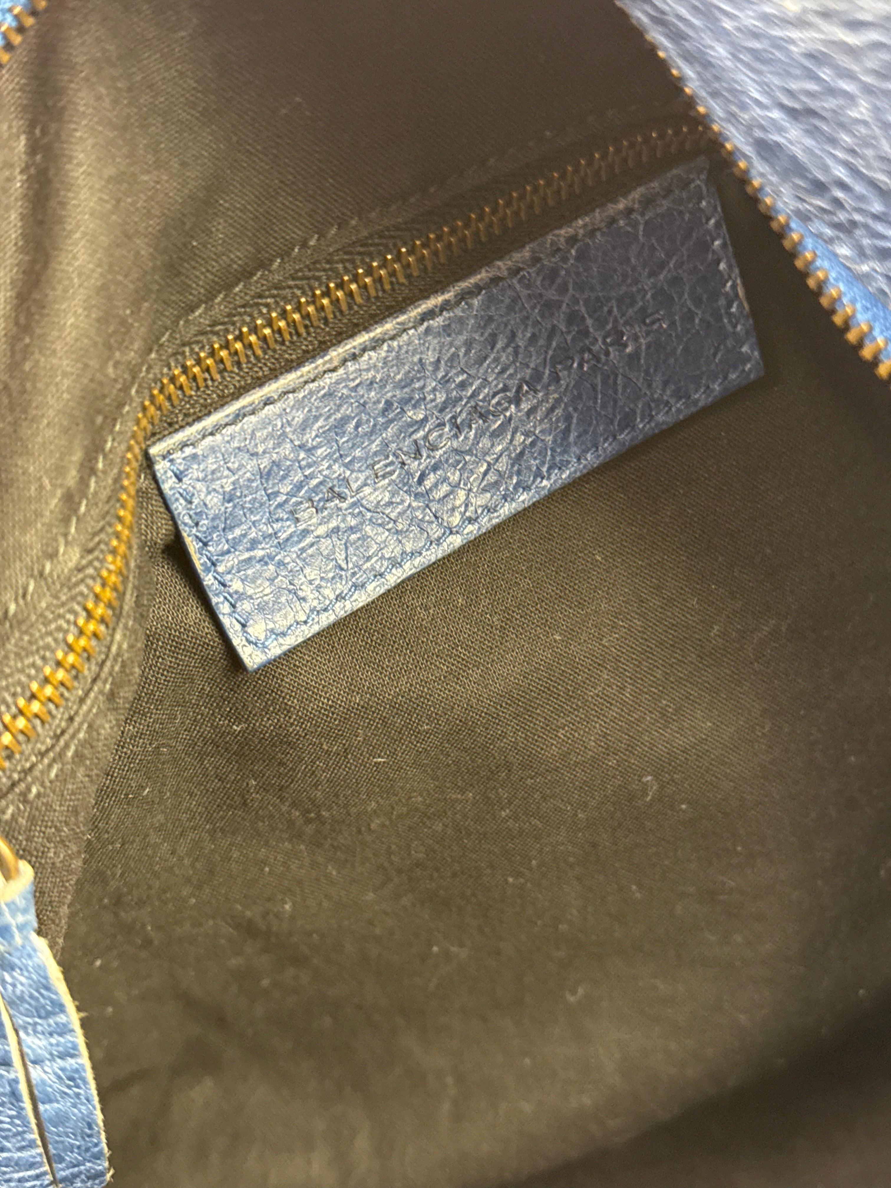 Balenciaga Navy Leather Moto Work Two-Way Bag