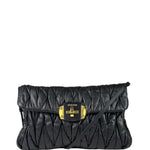 Miu Miu Black Leather Matelasse Shoulder Bag