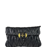 Miu Miu Black Leather Matelasse Shoulder Bag