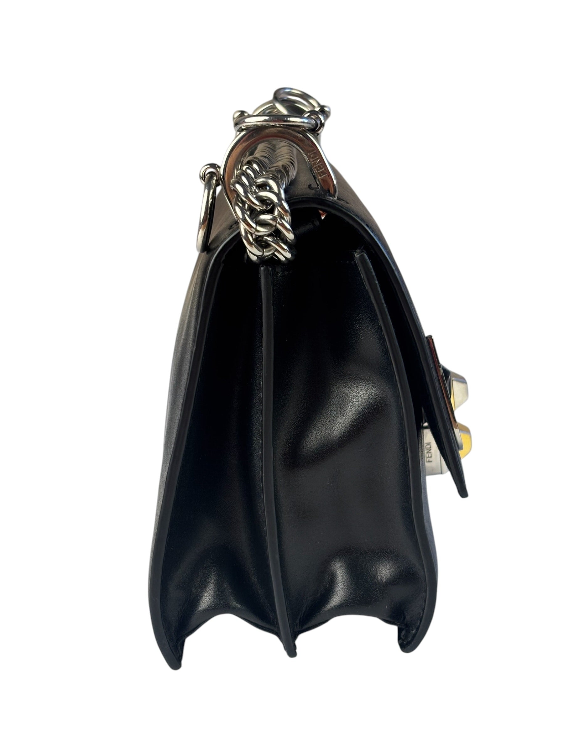 Fendi Black Leather Kan I Monster Eyes Shoulder Bag