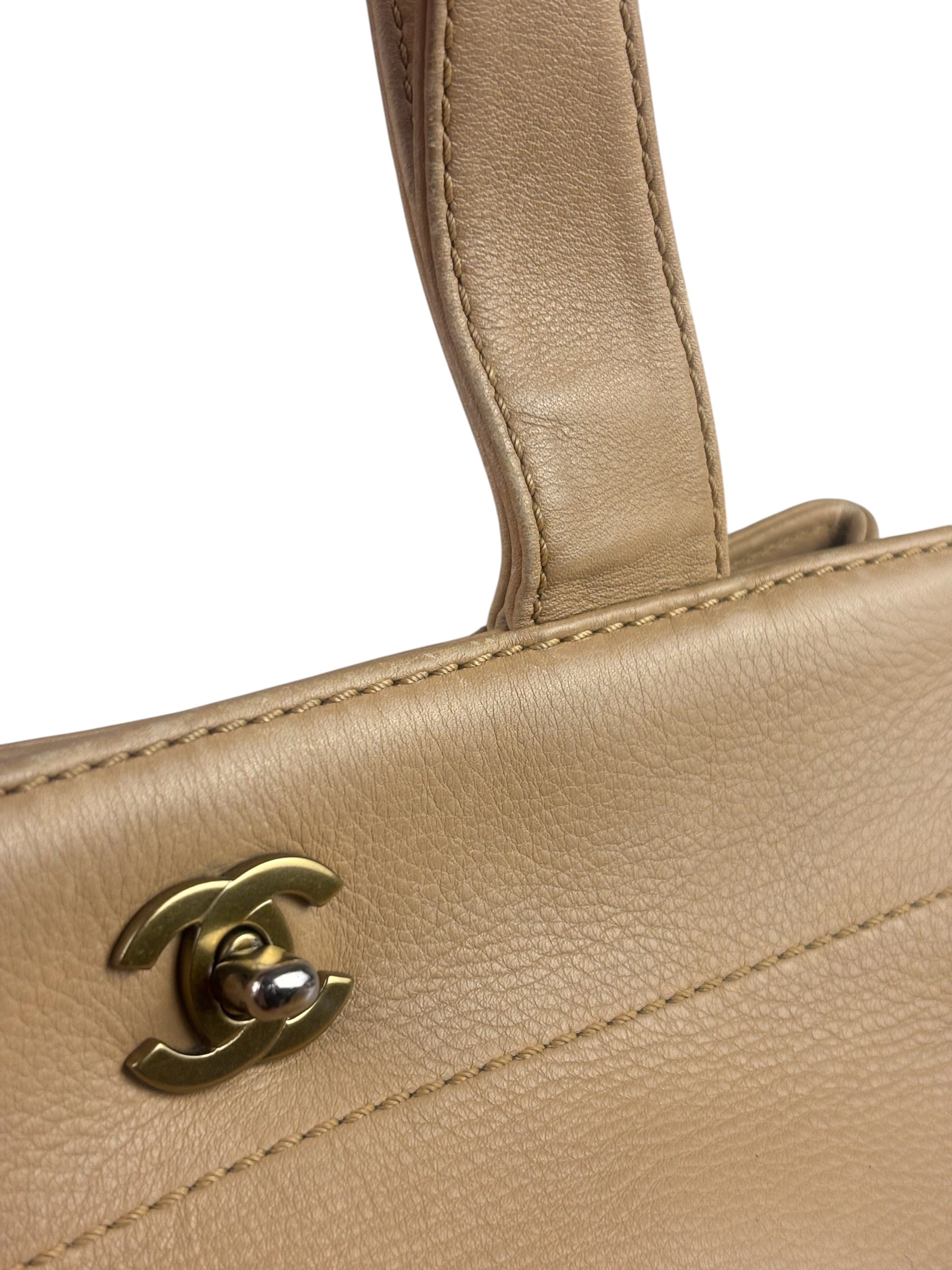 Chanel Turnlock CC Tan Leather Tote 2002