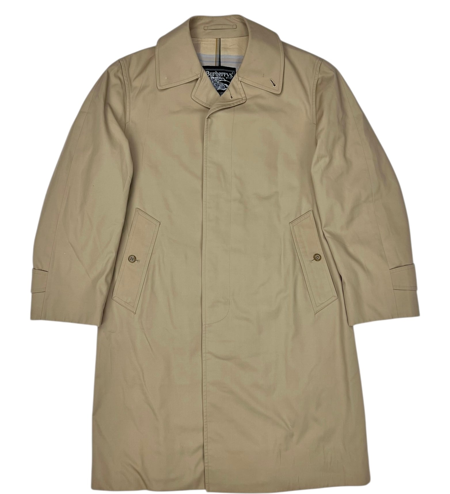 Burberry Vintage Khaki Plaid Lined Mid-Length Coat