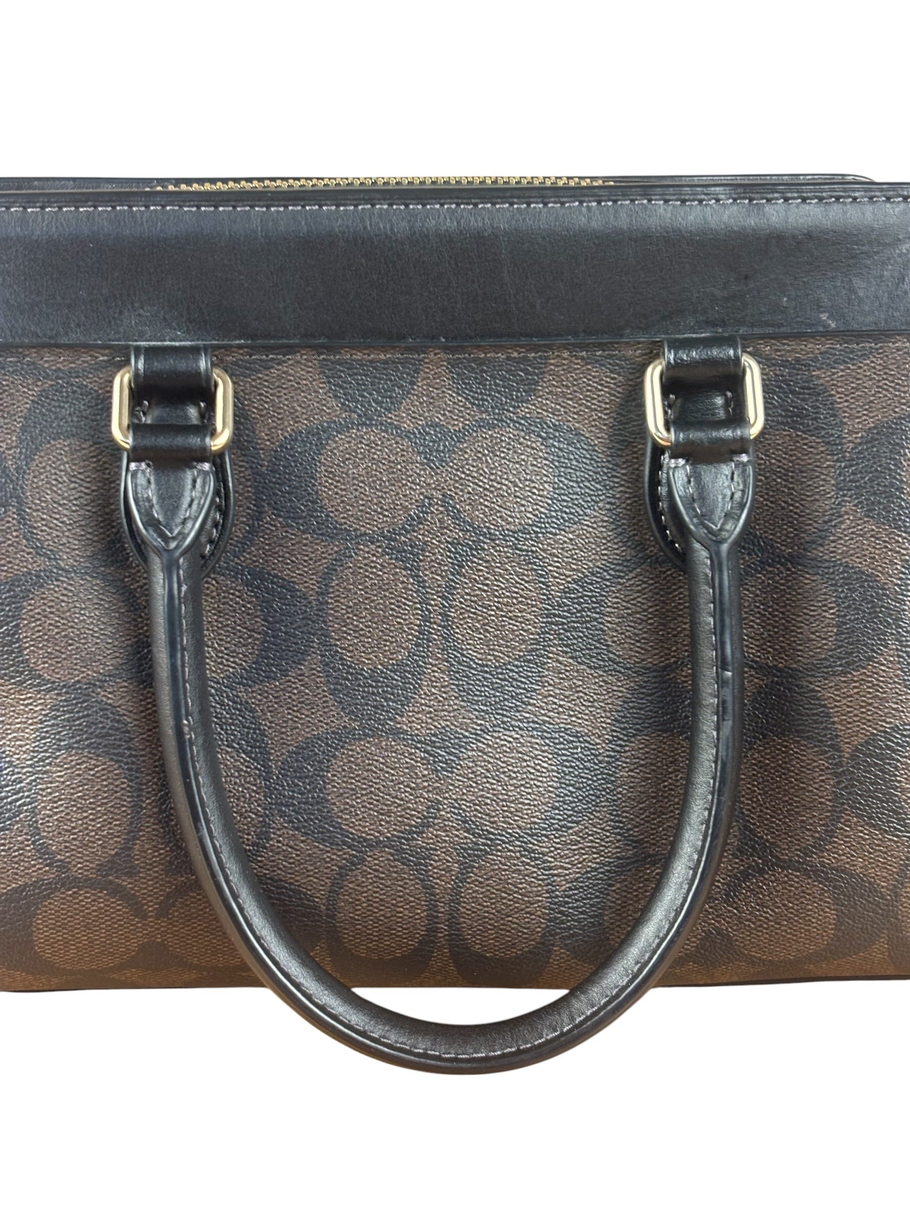 Coach Brown/Black Canvas Mini Darcie Carryall Two-Way Bag