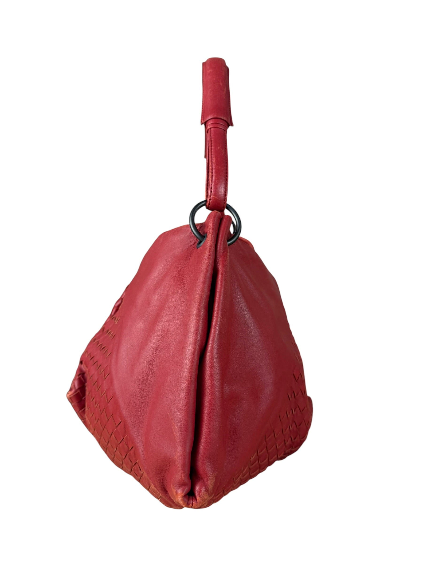 Bottega Veneta Vintage Red Hobo Aquilone Fortune Cookie Shoulder Bag