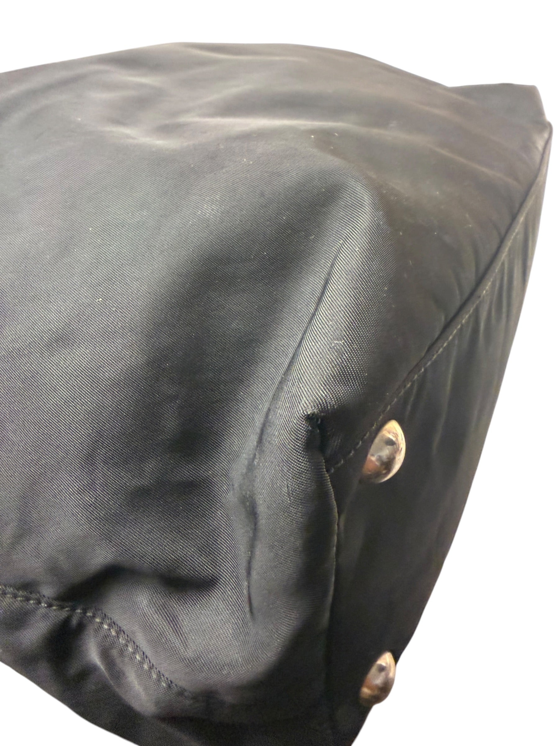 Prada Black Tessuto Nylon Leather Trim Tote Bag