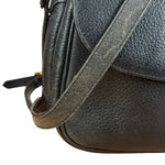 Burberry Vintage Black Pebbled Leather Crossbody Flap Bag