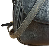 Burberry Vintage Black Pebbled Leather Crossbody Flap Bag