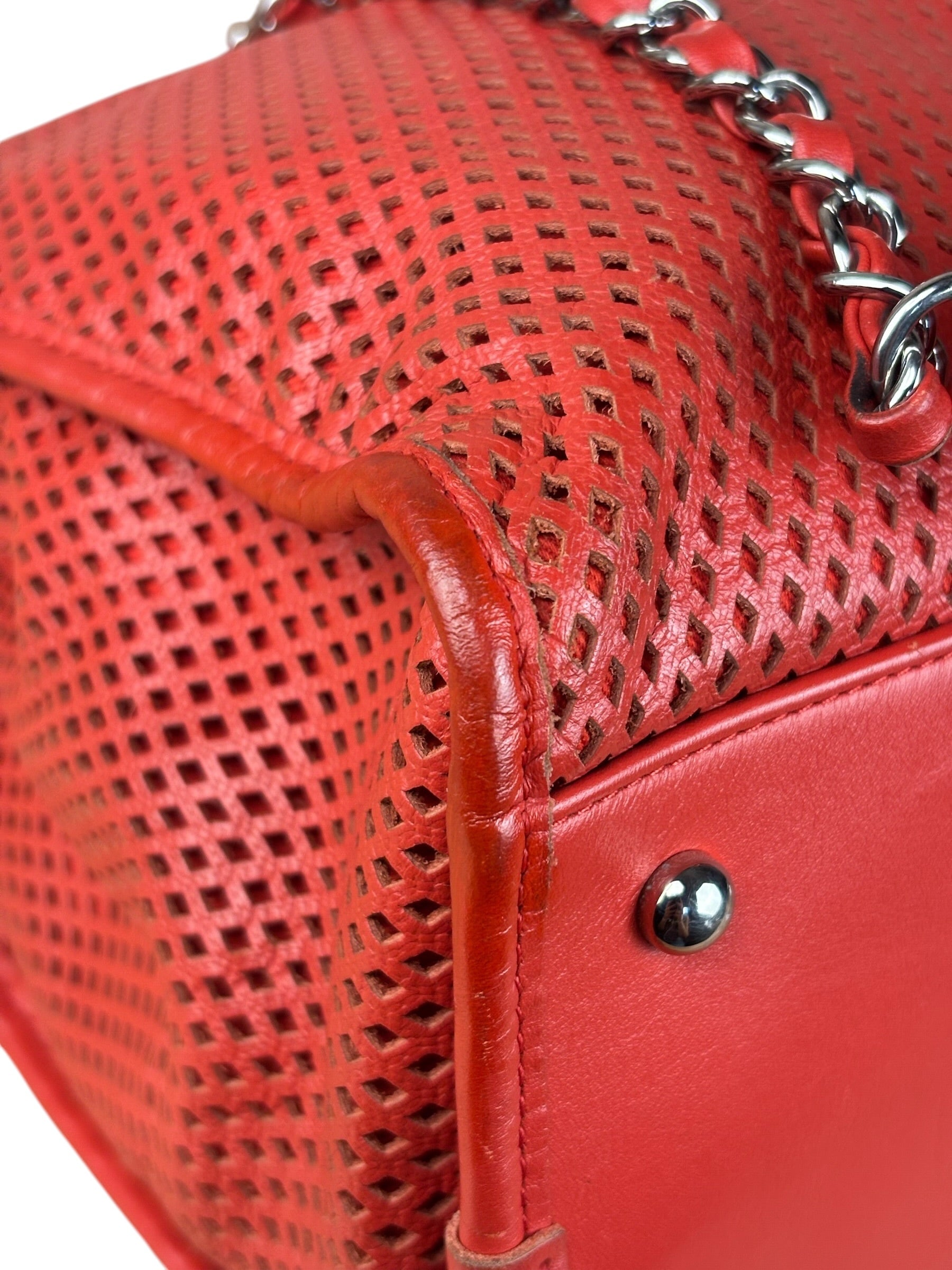 Chanel Red Perforated Leather Up in the Air 2Way Tote 2014