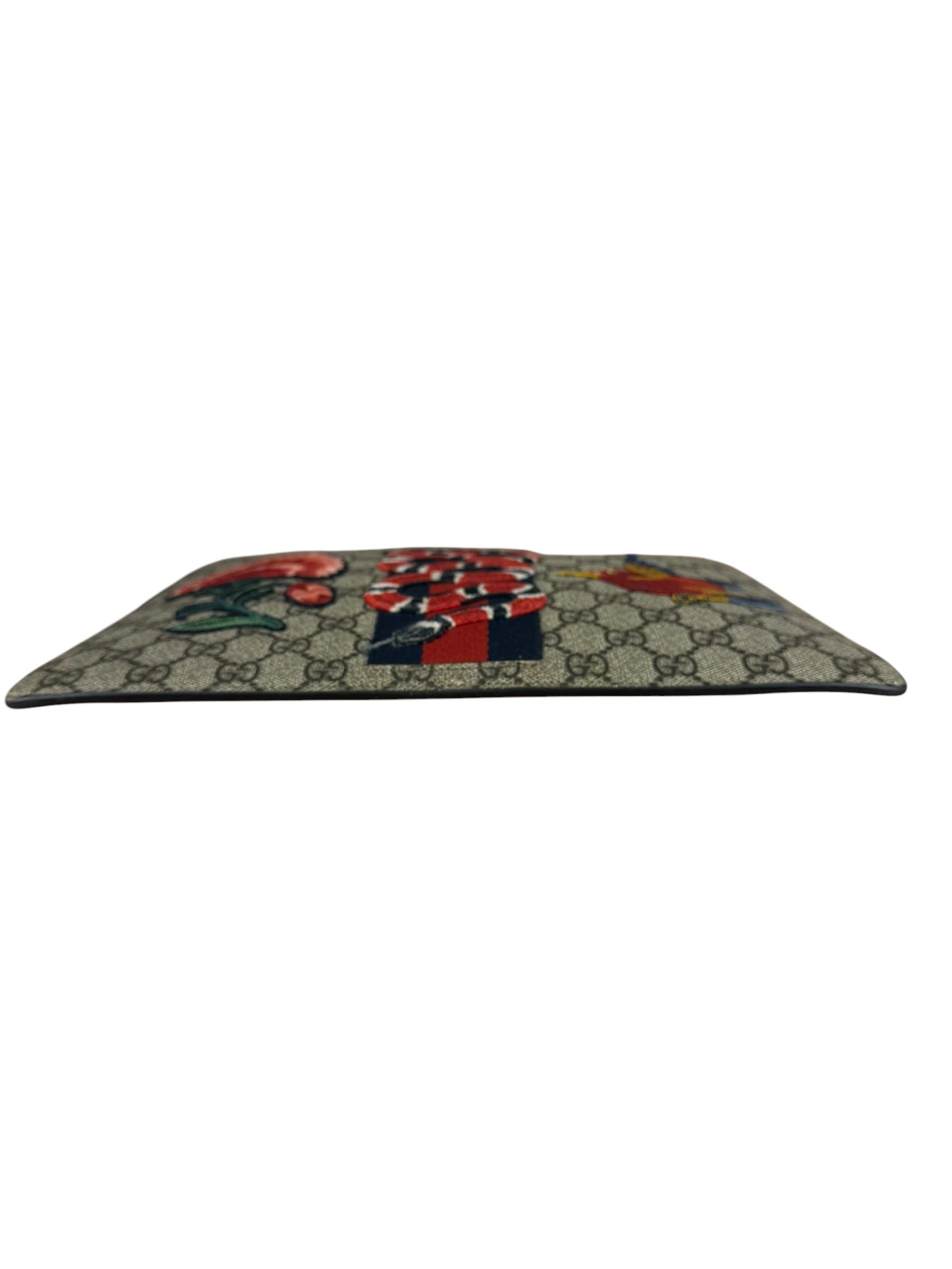 Gucci GG Supreme Kingsnake Hummingbird Embroidered Clutch Pouch