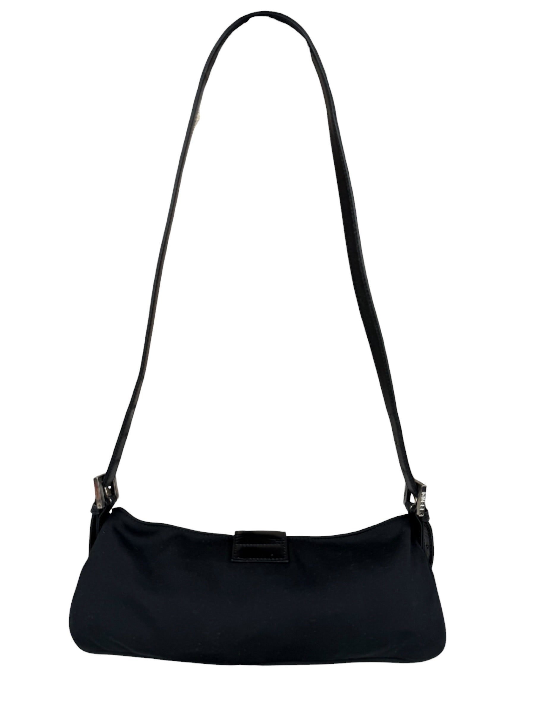 Fendi Black Nylon Mamma Baguette Shoulder Bag